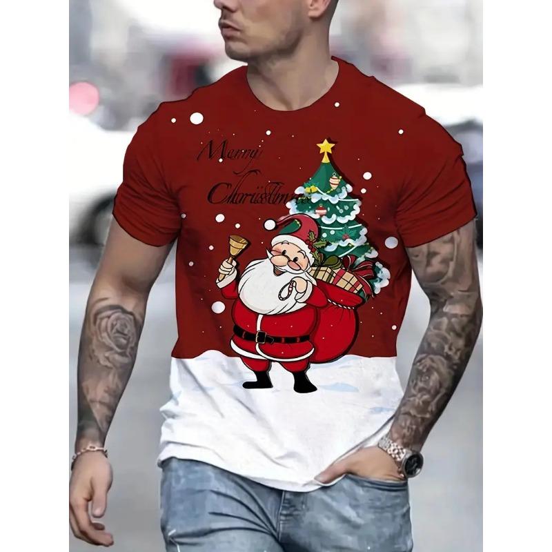 Haijian03 Kerstman 3D geprint heren T-shirt modieus kerstvakantie cadeau heren ronde hals korte mouwen oversized Hip hop kleding 5XL