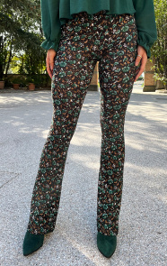The Musthaves Flared Broek Wild Flower Smaragd