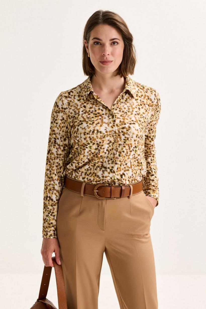Mayerline Easy Care Hemdblouse In Jersey Met Abstracte Print