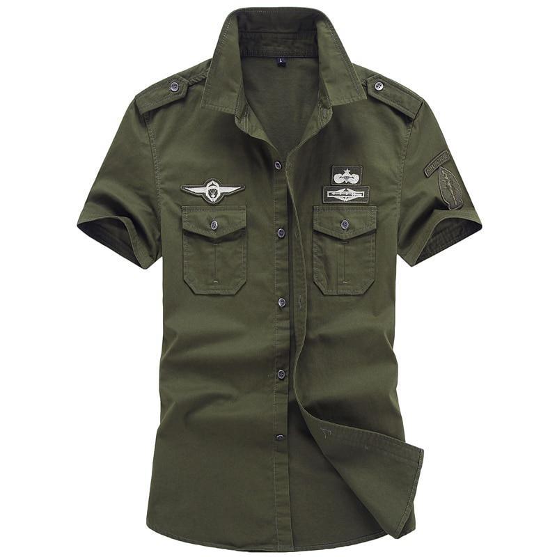 Jianchi.C Clothing Herenoverhemd 100% katoen Leger tactisch overhemd Katoen Casual militaire stijloverhemden Grote maat 6xl XXL groen