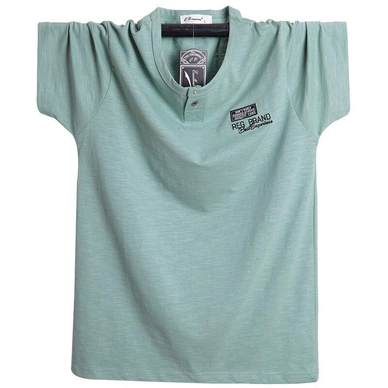 Phoca Largha for Men Zomer T-shirt met korte mouwen homme Knoop Slim Fit op maat Merk Katoen V-hals Casual Oversized T-shirt Grote maten 6XL