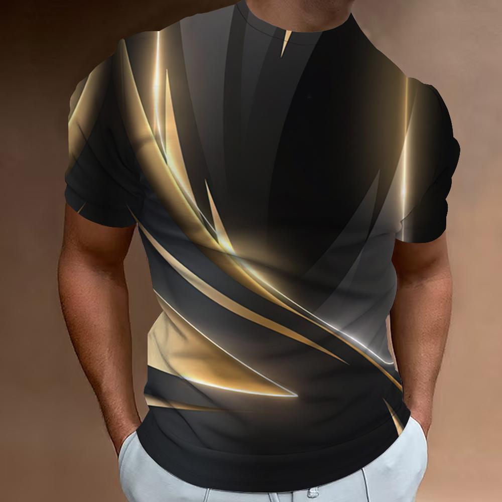 ETST 07 Heren T-shirt 3D Gestreepte Print Sweatshirt Tops Zomer O Hals Casual Korte Mouw Mannelijke Slim Fit Kleding Goedkope Kleding M