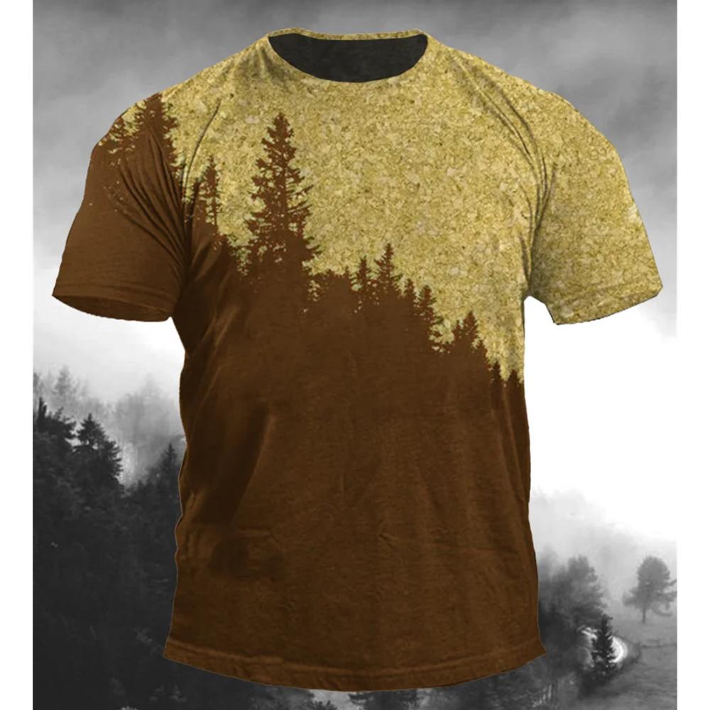Kukebang Vintage Heren T-shirt Bos Boom 3d Print T-shirts Voor Mannen Losse Oversized-shirts Fashion Top Sport Tees Straat Casual kleding XL