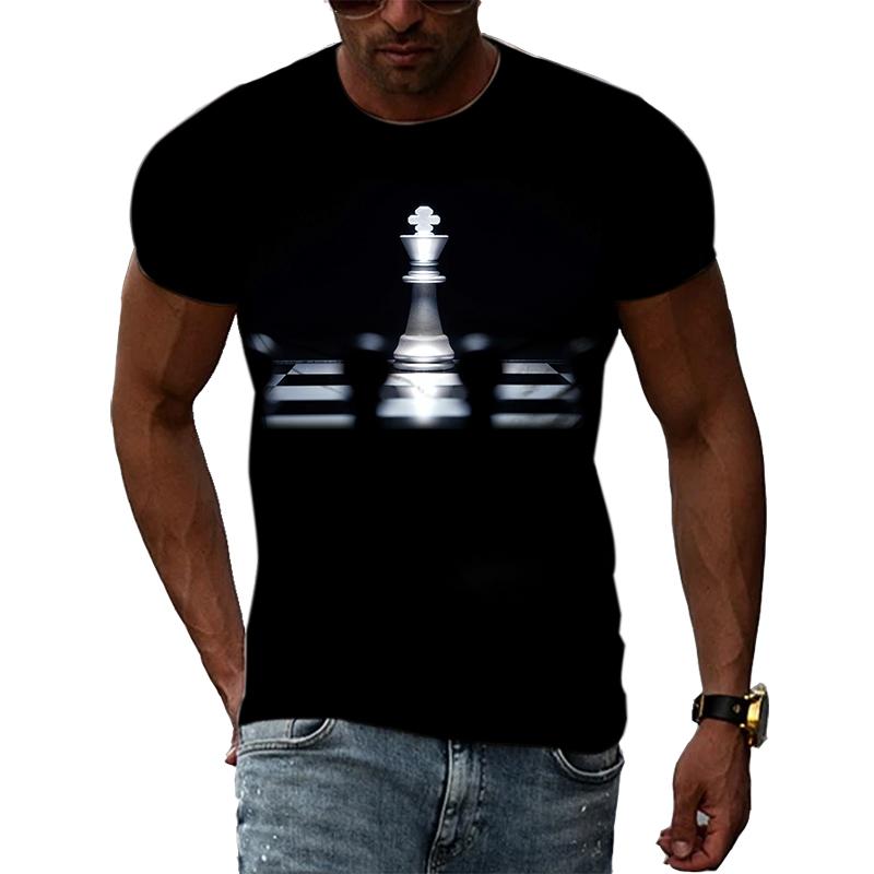 Xin nan zhuang 3D Interest Chess Grafische T-shirts Zomermode Mannen Casual Persoonlijkheid Bedrukt O-hals Korte Mouw T-shirts Tops XL
