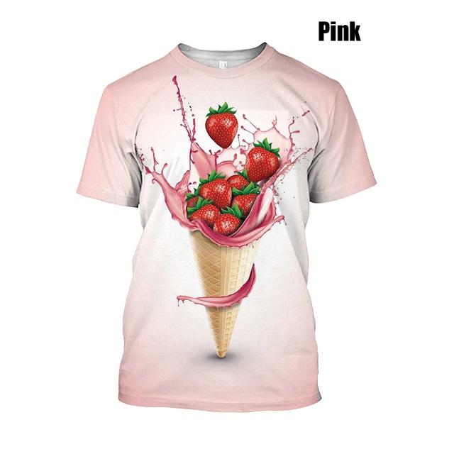 Xin nan zhuang Nieuwe Mannen Vrouw Zomer Nieuwe Mode IJs 3D Print T-shirt Zomer Straat Grappig Eten Hip Hop Punk Casual Top S
