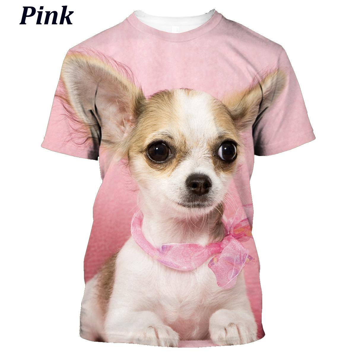 Xin nan zhuang Zomermode 3D mannelijke en vrouwelijke dierenhond Chihuahua T-shirt met korte mouwen, schattig M