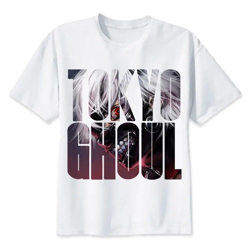 YSM Cotton Tshirt TOKYO GHOUL T-shirt Heren Japanse anime T-shirt mannelijk KANEKI KEN print T-shirt top XXXXL wit