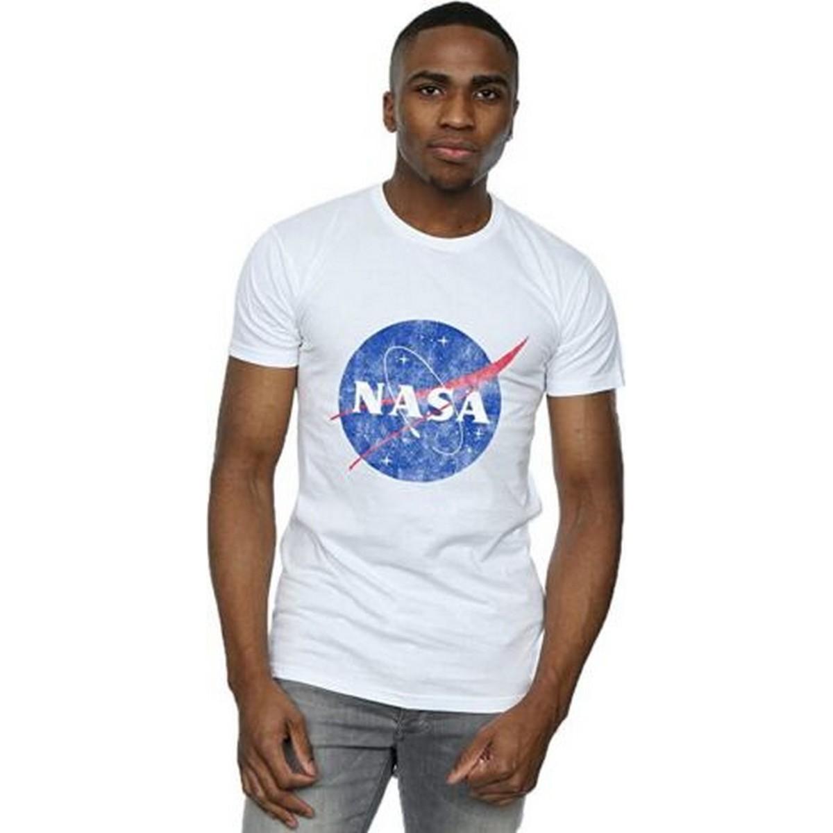 NASA Heren Insignia Distressed Cotton Logo T-shirt XXL wit