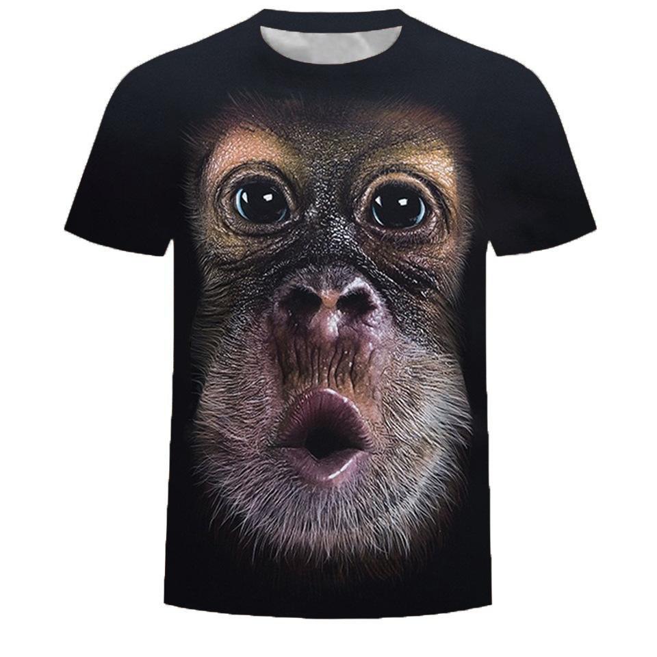BOLIV MODA Monkey Gorilla heren T-shirt 3D digitaal bedrukte top met korte mouwen zomer tees shirts heren S