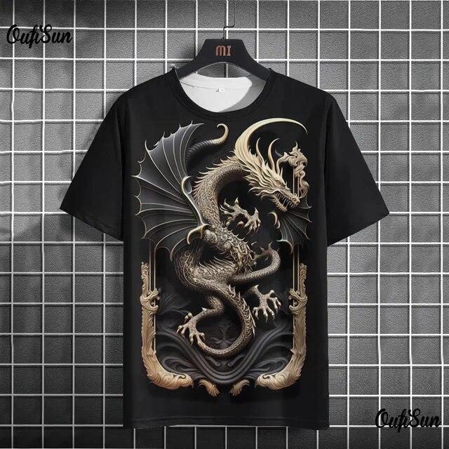 ETST WENDY Draak T-shirt Voor Mannen 3D Bedrukte T-shirt Dier Patroon Korte mouwen Oversized Streetwear Tees Zomer Casual mannen tops 5XL