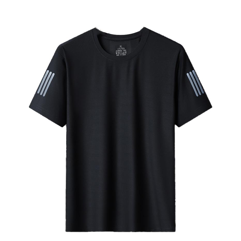 Queshark (L-8XL)Mannen Ijs Zijde Sneldrogend Sport T-shirt Camping Wandelen Vissen Shirt Ronde Hals Fitness Running Gym Tops BB661 8XL zwart