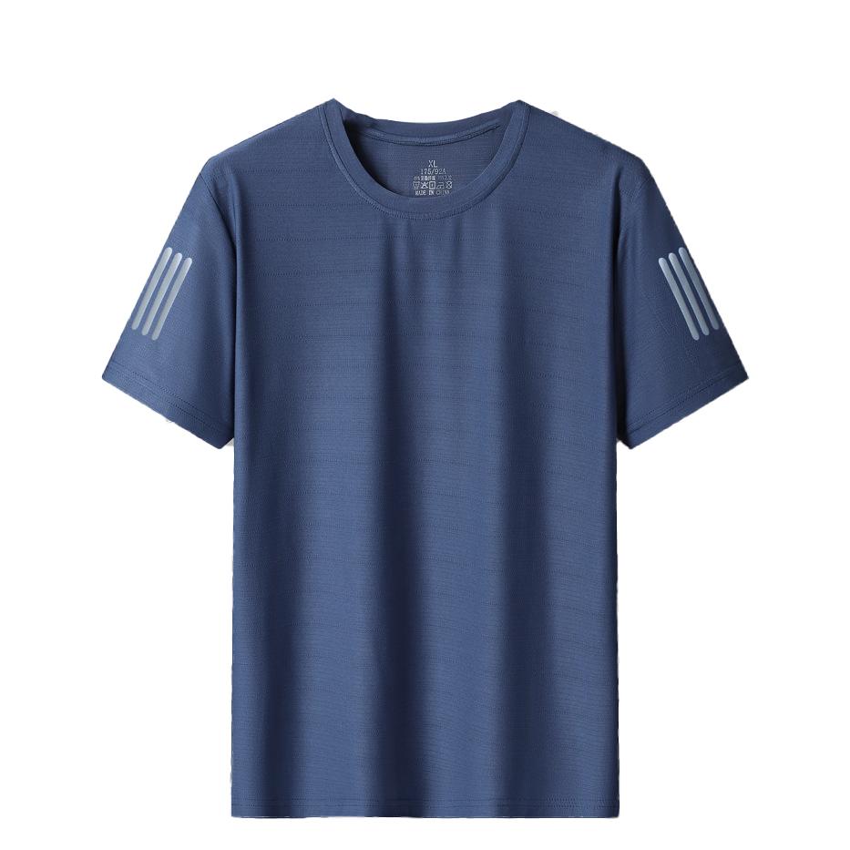 Queshark (L-8XL)Mannen Ijs Zijde Sneldrogend Sport T-shirt Camping Wandelen Vissen Shirt Ronde Hals Fitness Running Gym Tops BB661 5XL marineblauwe kleur