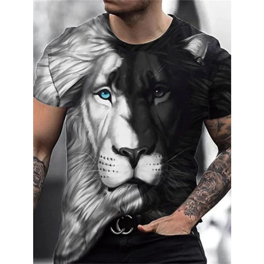 HerSight Mannen Bedrukte T-shirt Zomer Sportwear Outfits Vintage Dier 3D Tops Heren Losse Casual Tijger Tee Shirts XL