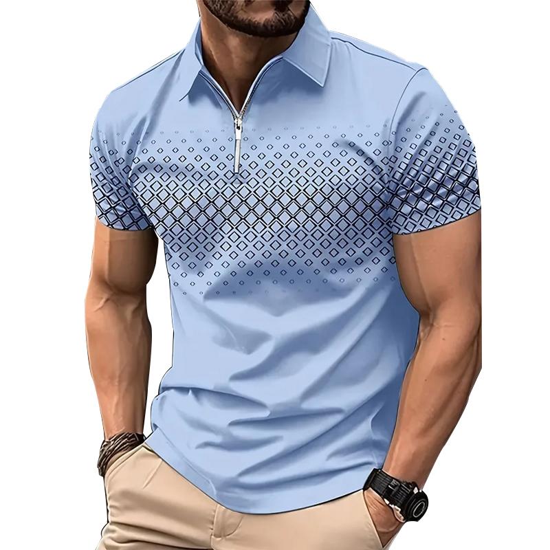 Bengbukulun Herenmode Slim Fit zomerpoloshirt met korte mouwen en sportrits. L