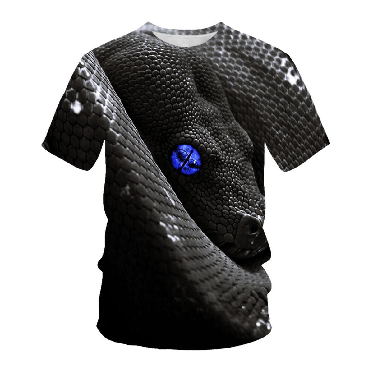 WowClassic Hip Hop Zomer Korte Mouw T-shirts Slangenserie 3D Geprint T-shirt Streetwear Heren Dieren T-shirts Casual Outfit 6XL