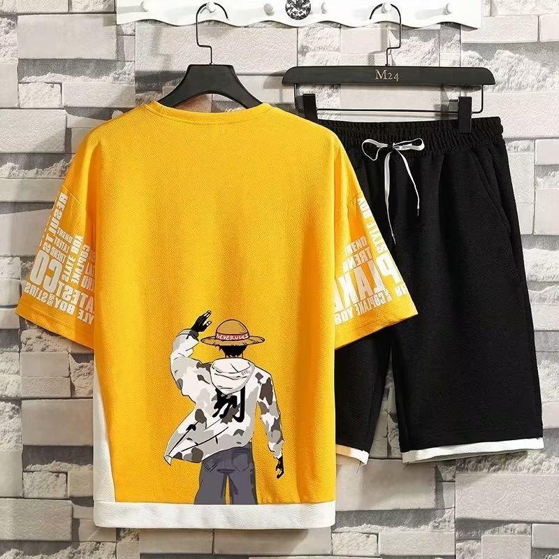 ETST WENDY 05 Zomer Casual Heren Pak Japan High Street Harajuku Top Shorts Tweedelig Set Anime Print Tee Korte Broek Herenkleding Sportpak XL