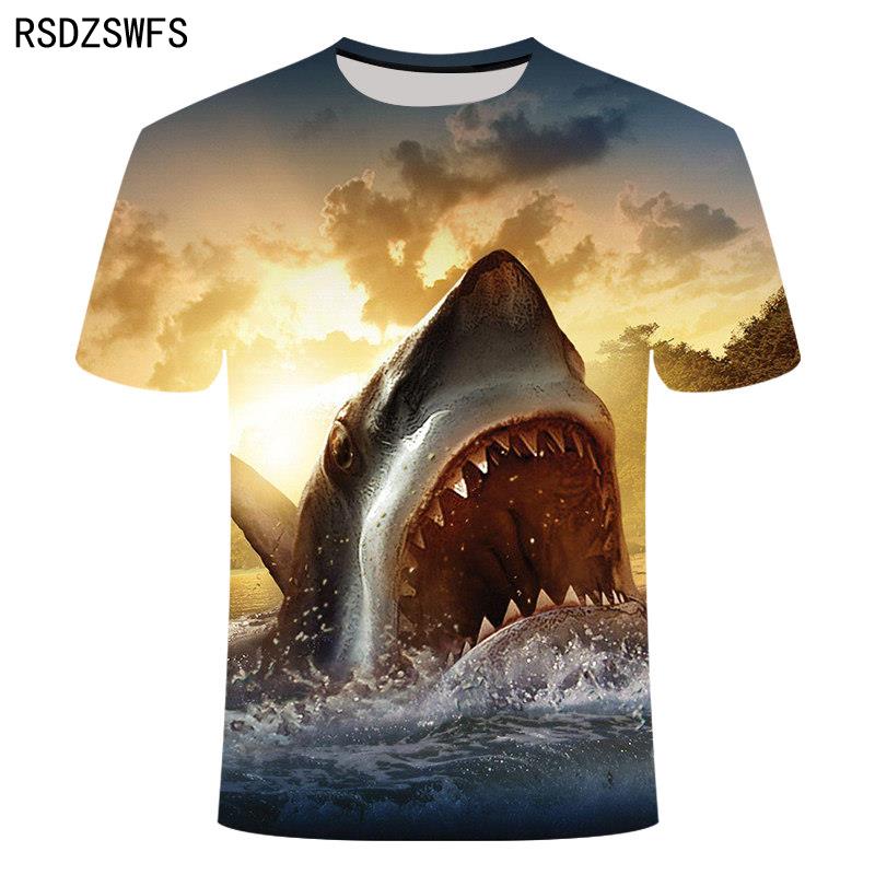 ETST 03 Zomer Mouw Dier Hip Hop Tee Fitness Kleding Mode Haai 3D Print T-shirt Mannen Vrouwen Oceaan Vissen Streetwear O'Neck Kort M
