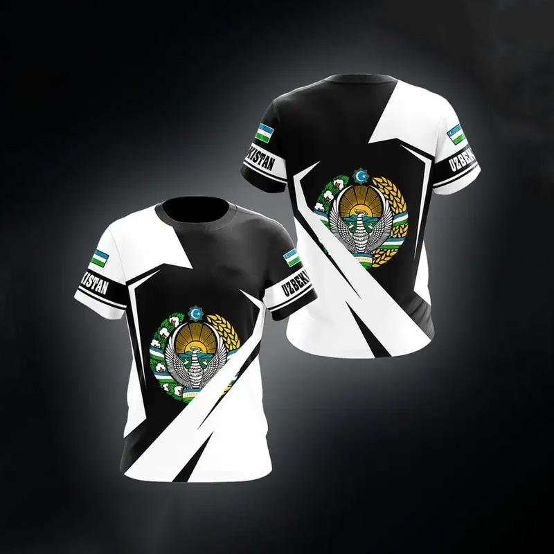 ETST 011 Oezbekistan 3D geprint T-shirt Nationale vlag Nationaal embleem element top voor mannen en vrouwen Hoge kwaliteit casual streetwear chic 6XL