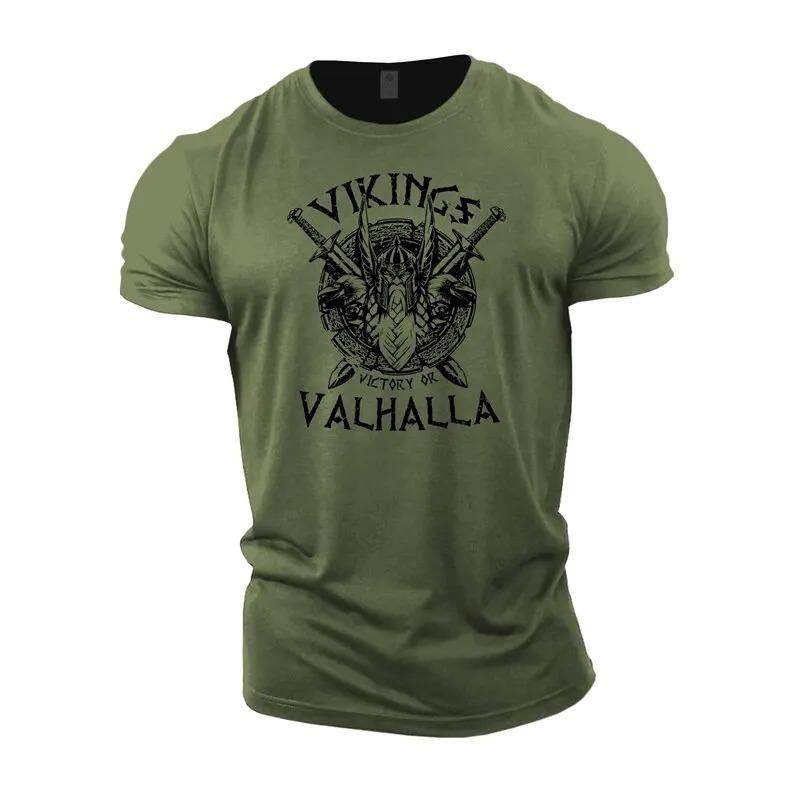 ETST 011 Nieuwe zomer heren T-shirt katoenen fitness sport T-shirt Vikings T-shirt plus size heren top mode ademend shirt voor top L