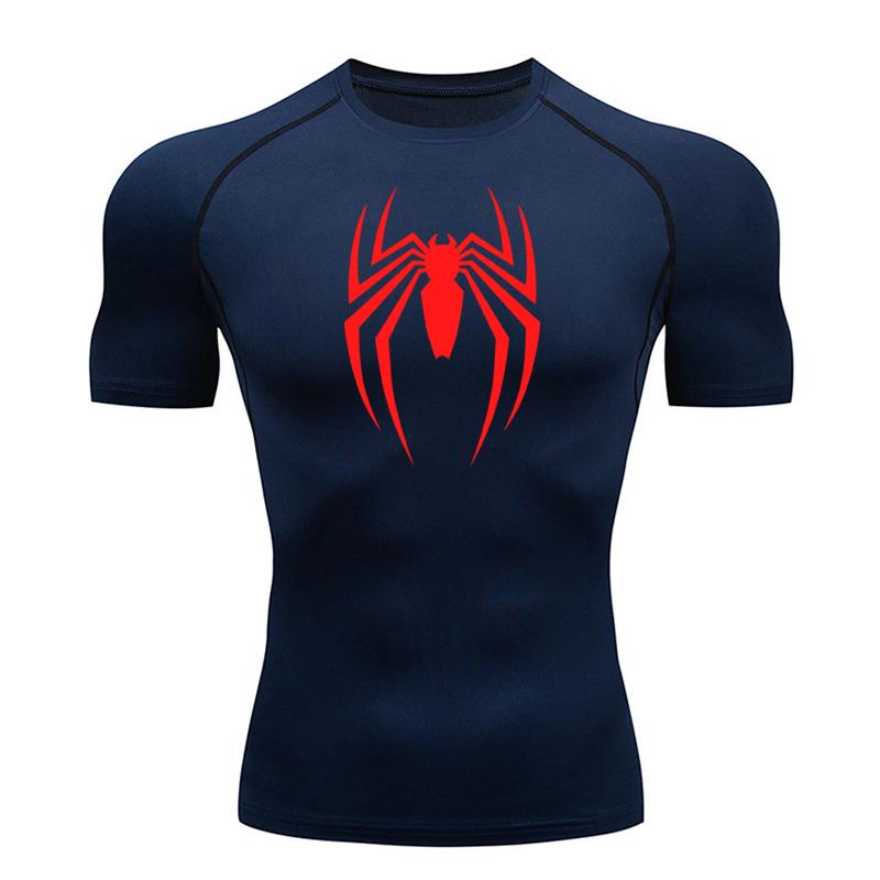 Dress in July Zomer hardloop T-shirt heren korte mouw compressie shirt gym sport top wit & zwart snel drogend ademend MMA fitness kleding XL