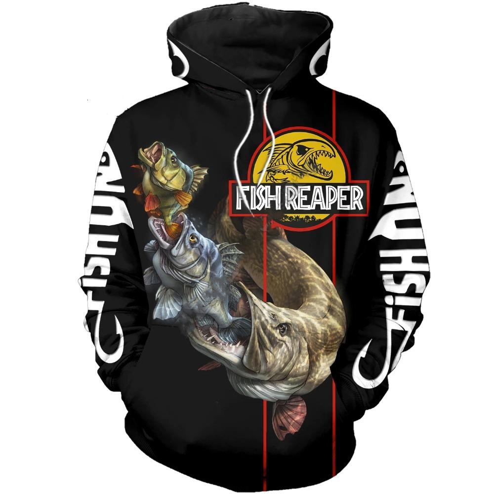 Etst 003 Nieuwe grappige dieren bas marlijn vissen visser camo 3D print hoodies mode streetwear harajuku mannen/vrouwen XL