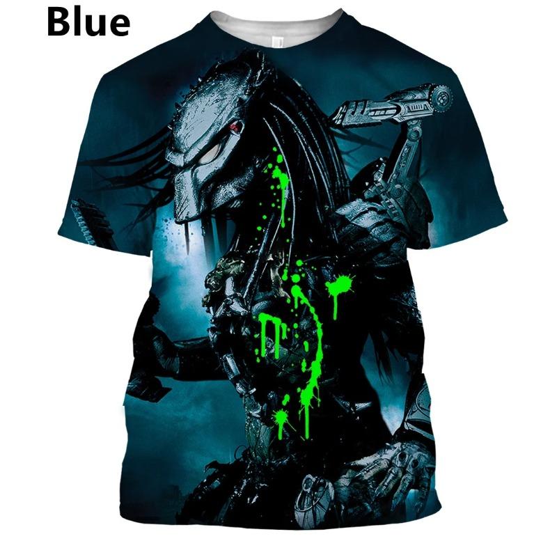 ETST WENDY 005 Nieuwe zomer Predator 3D-print T-shirt Casual grappig heren dames korte mouwen oversized kleding top tees ademend en koel L