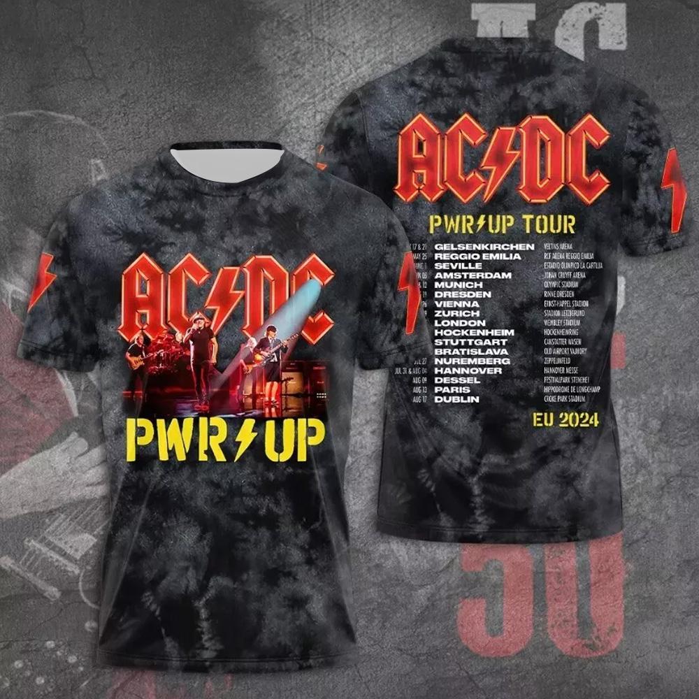 ETST0013 Zomer Herenkleding Rock Band T-shirt AC/DC 3D Print Kinderen Jongen Korte Mouw T-shirts Hip Hop Mode Ronde Hals Casual Shirts Tops L