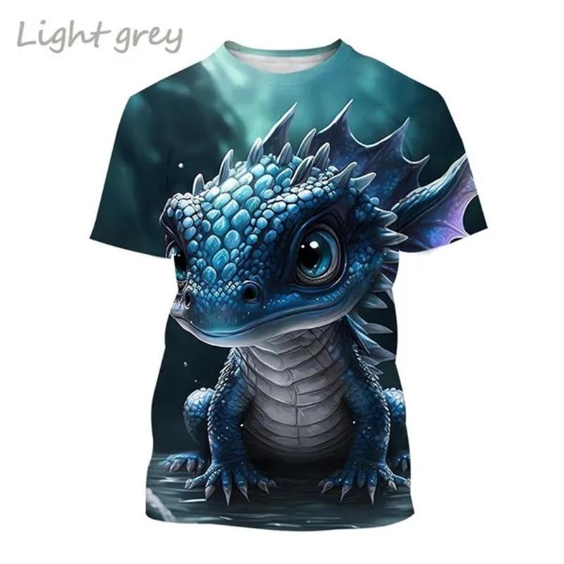 Xuhaijian02 Nieuwe Leuke Draak 3D Gedrukt T-shirt Grappige Dieren Tees Mode O Hals Korte Mouw Dinosaurus Unisex Streetwear Top Kleding Kleding 160