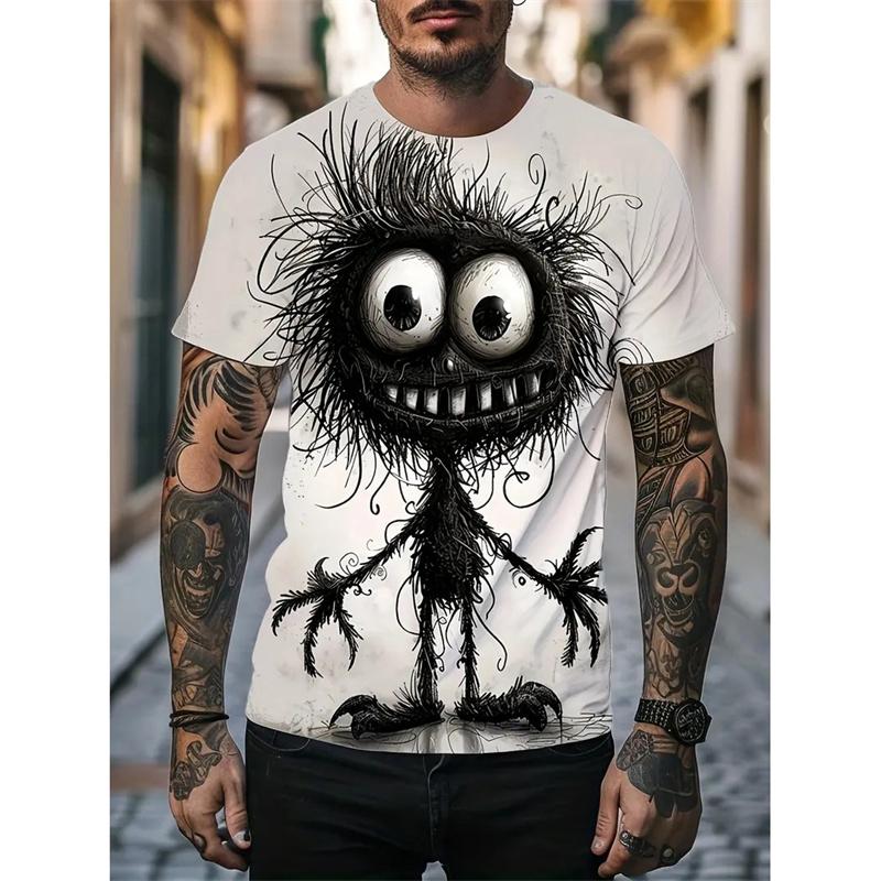 Transmission of love Monster Graffiti Art Grafisch T-shirt voor heren, dierenprint 3D-geprinte T-shirts, zomer, casual, ronde hals, oversized, korte mouwen, tops, maat XS-6XL XL