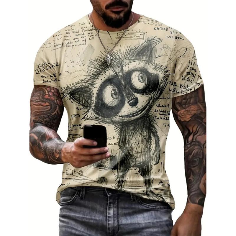 Transmission of love Monster Graffiti Art Grafisch T-shirt voor heren, dierenprint 3D-geprinte T-shirts, zomer, casual, ronde hals, oversized, korte mouwen, tops, maat XS-6XL XL