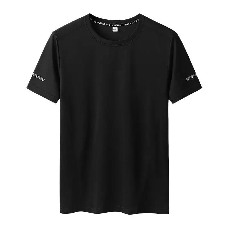 HYC5 Zomer heren T-shirt grote maten snel drogend T-shirt voor heren ronde hals plus size korte mouwen oversized T-shirt 9XL zwart