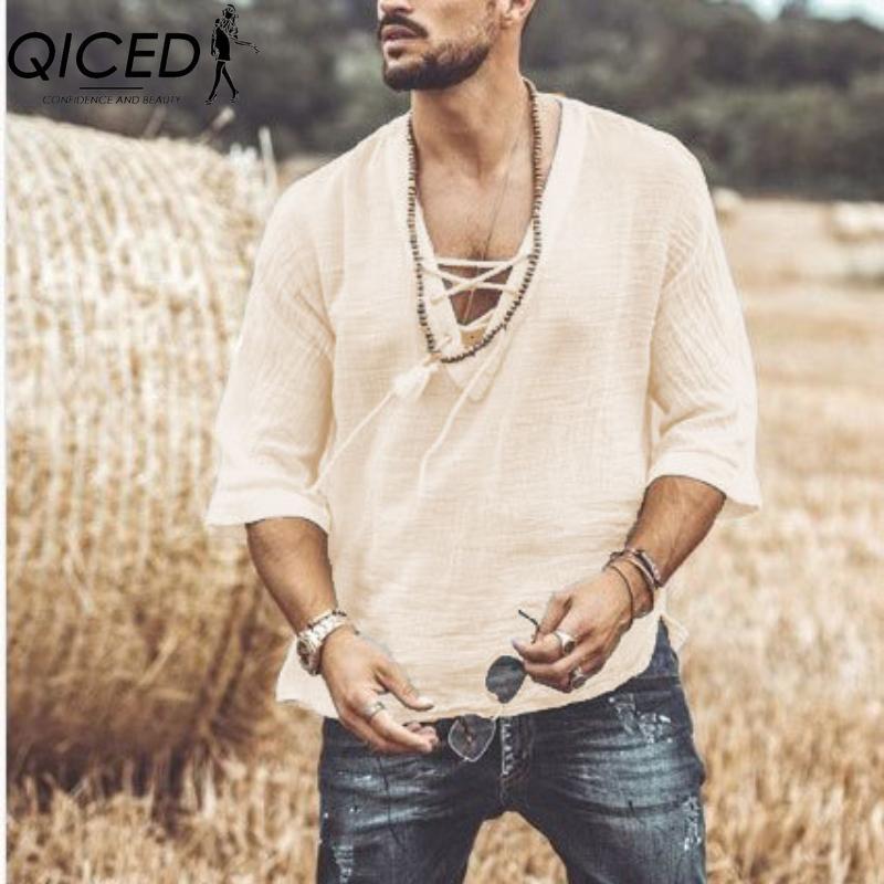 QICED Katoenen T-shirt met korte mouwen Herenmode Losse shirt met halve mouwen Bedrukt meelevend shirt XXXXXL abrikoos
