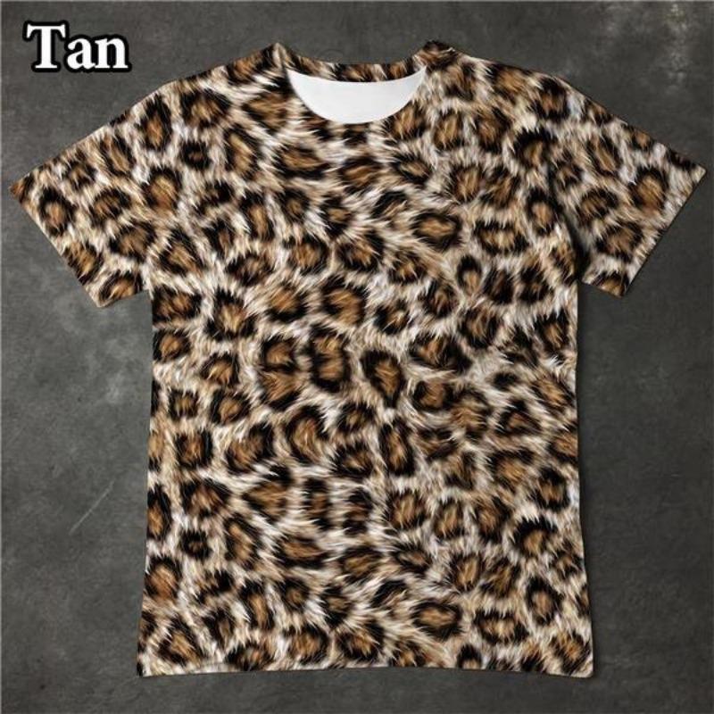 Forever Men Nieuwigheid Dierenhuidpatroon 3D-printen Mode Persoonlijkheid Slangenhuid Luipaard 3D-print T-shirt XS
