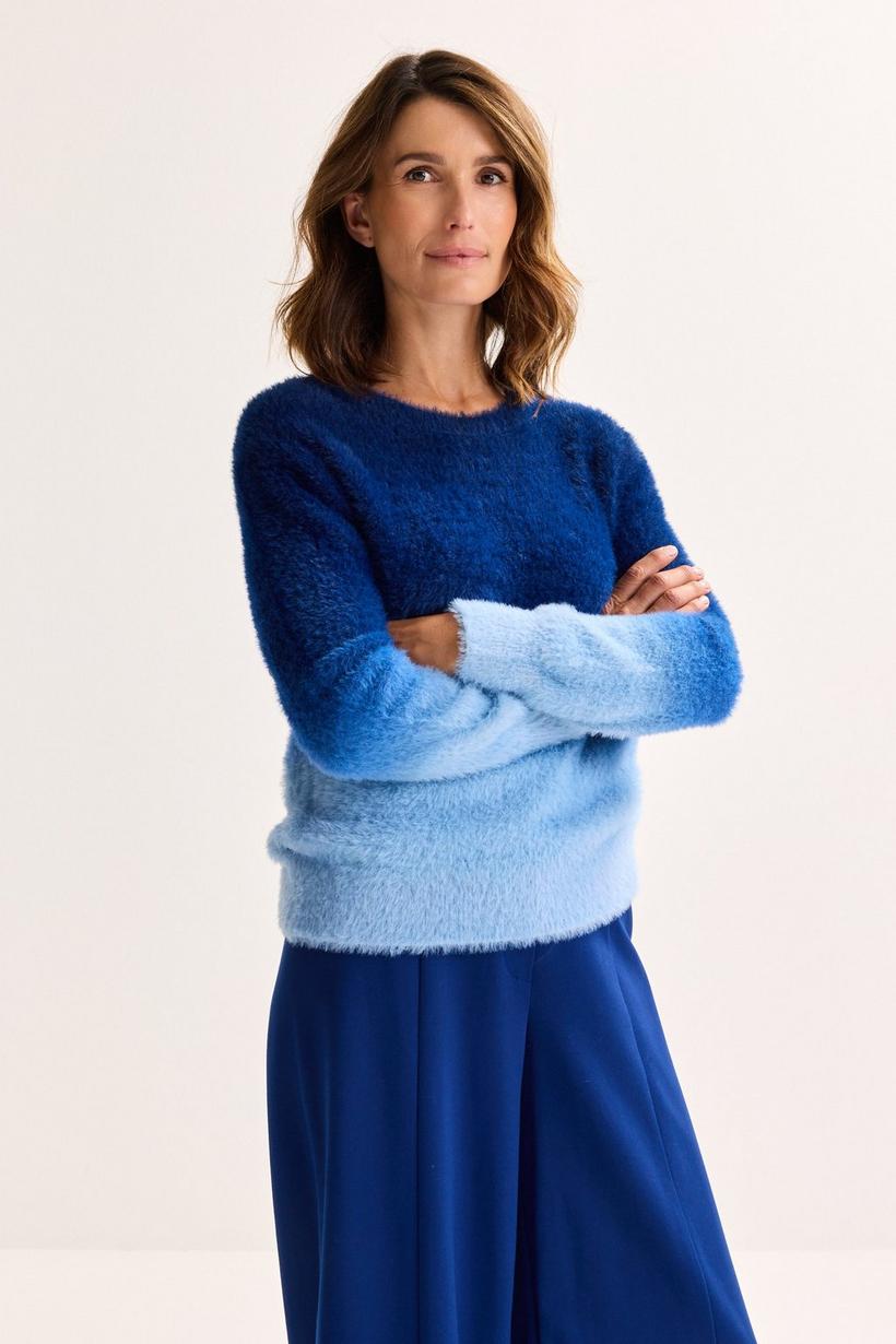 Améline Pluizige Dip-dye Trui Met Ronde Hals