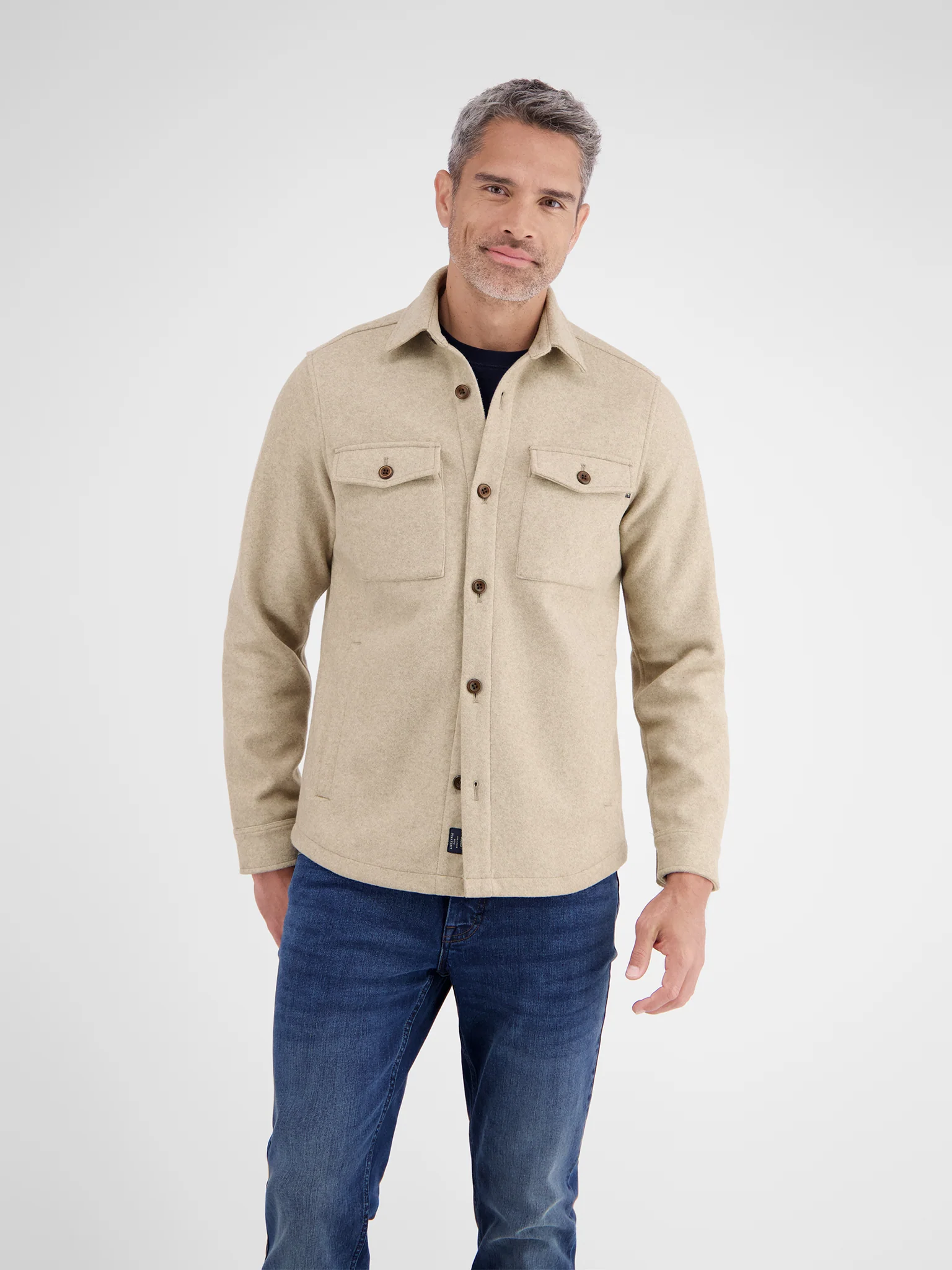 Lerros Heren overshirt 25812801 108 foam white