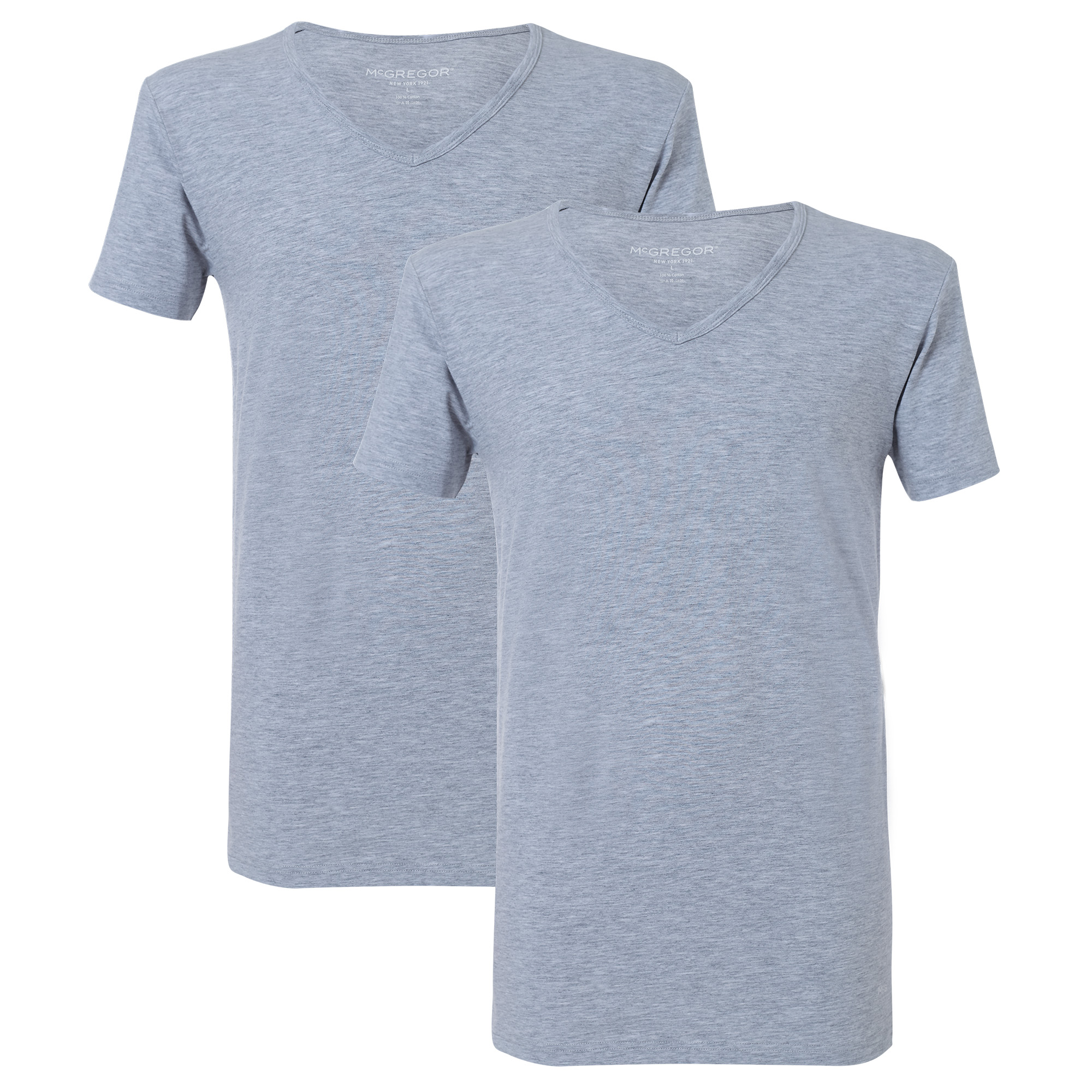 McGregor Premium stretch t-shirt 2-pack grey v-neck