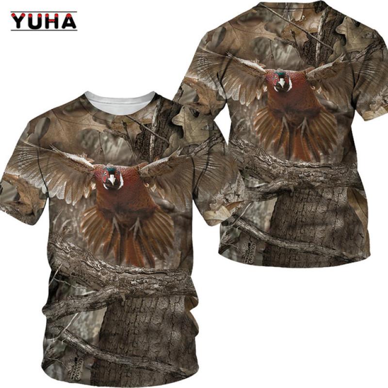 ETST WENDY 05 Camouflage jacht dieren wild zwijn/vos 3D T-shirt zomer vrije tijd heren T-shirt mode straat dames trui korte mouw j XXL