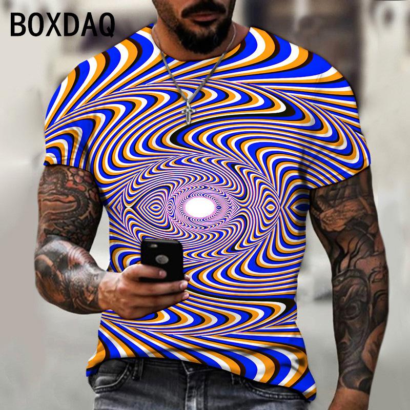 ETST WENDY 05 3D Psychedelische Grafische Print T-shirt Grote Maat Heren Korte Mouw Casual Tops Visueel Feest Abstracte Creativiteit Kunst Print T-shirt L