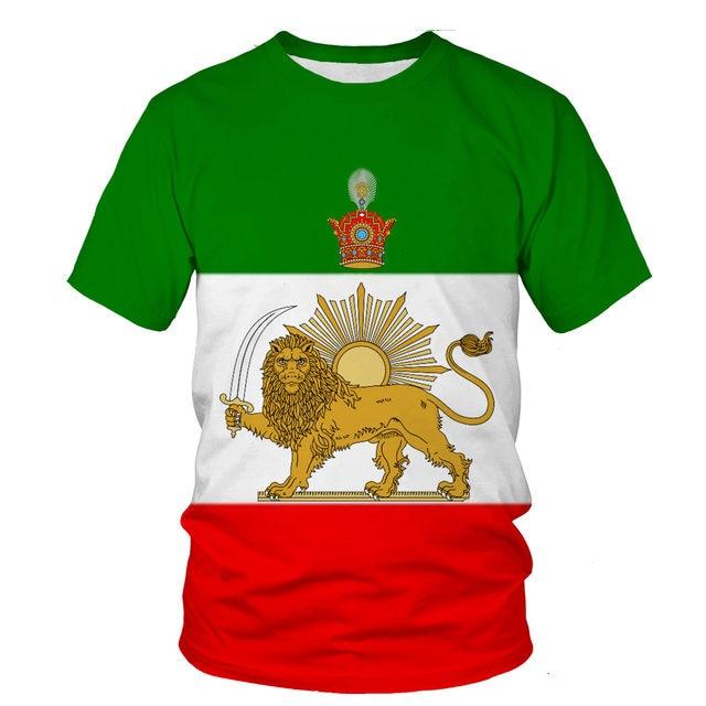 Factory Outlet Clothing Nieuwe Mode Mannen Perzië Vlag 3D Print T-shirt Casual Top Korte Mouw Gedrukt O Hals T-shirt M groen