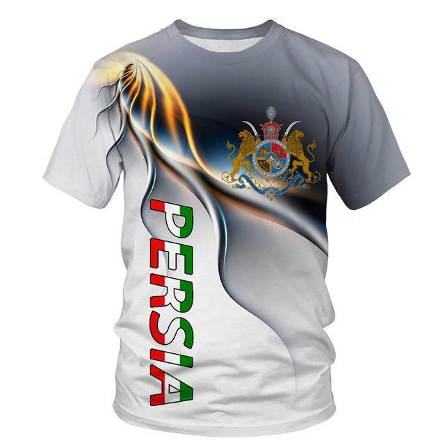 Factory Outlet Clothing Nieuwe Mode Mannen Perzië Vlag 3D Print T-shirt Casual Top Korte Mouw Gedrukt O Hals T-shirt XL