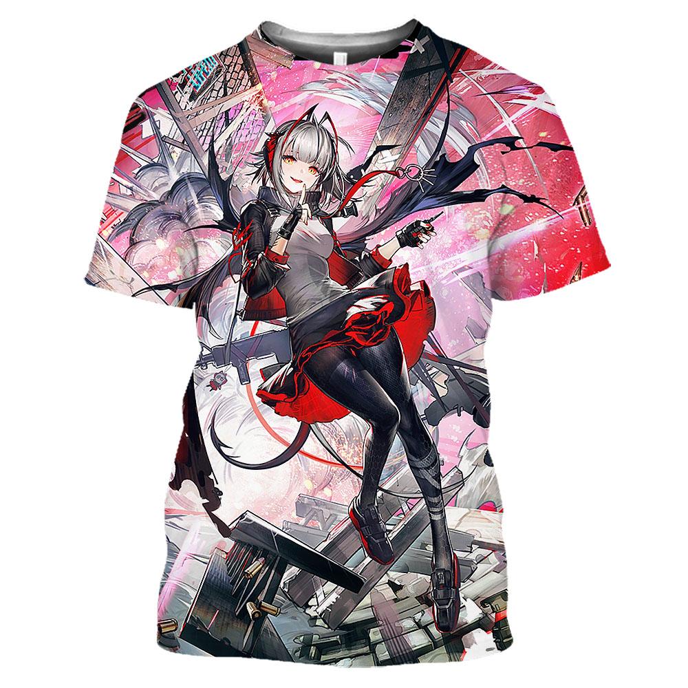 Baibao QIQI Anime Arknights 3D Bedrukte T-shirts Mannen Vrouwen Game Cosplay Sexy Gril Grafische Tee Casual O-hals Zomer Ovesized T-shirt XL