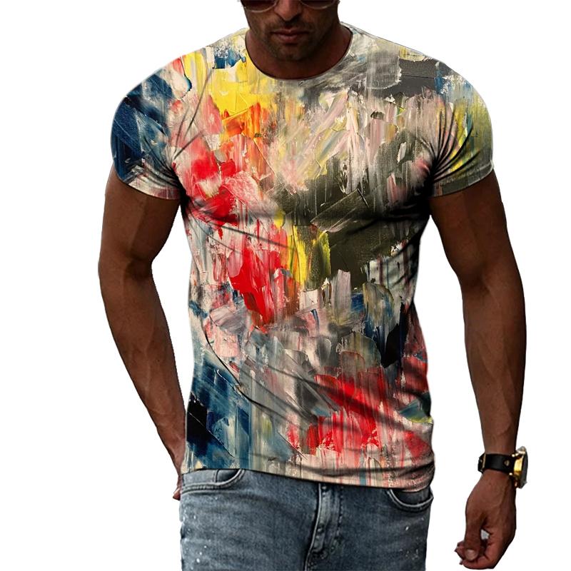 Transmission of love Persoonlijkheid Graffiti 3D Printing T-shirt Voor Mannen Kleding Zomer Casual Creatieve Trend O-hals Oversized Korte Mouw Tees Tops Herenkleding XS