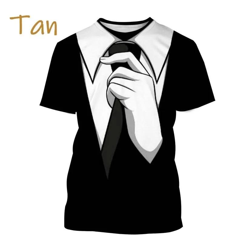 Bobby 2 Zomer Mannen Smoking Retro Stropdas Pak T-shirt Strikje 3d Print T-shirt Casual Korte Mouwen Straat Grappig Nep pak Top XXXL