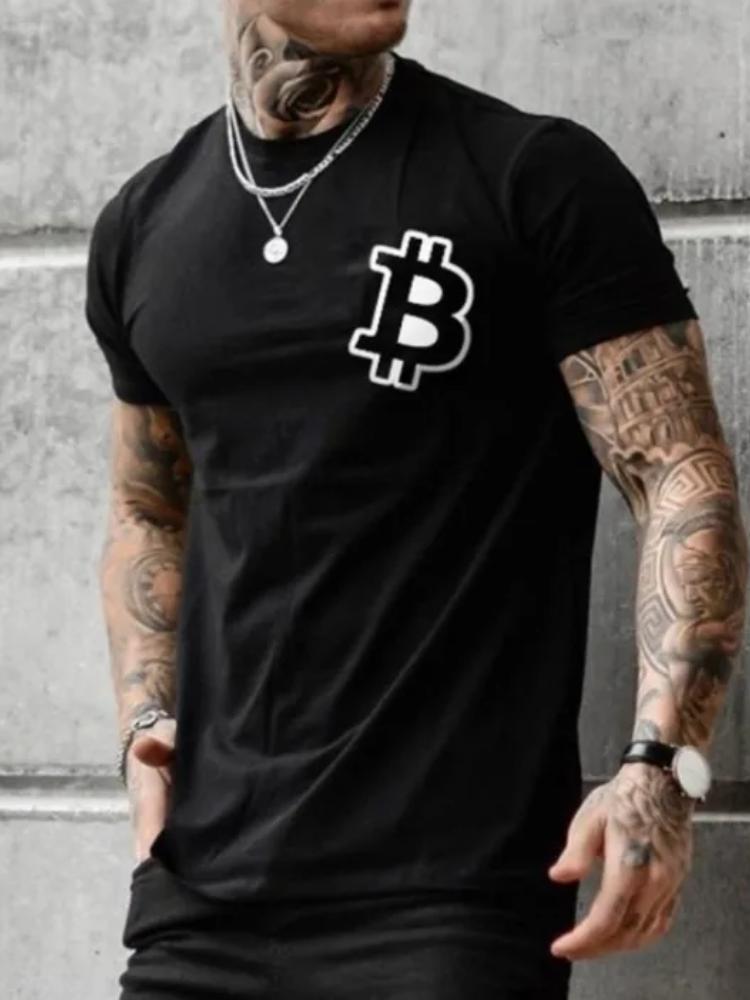 Kukebang Heren T-shirt voor herenkleding Unisex Bitcoin Grafische 3D-print T-shirt Zomer Tops Korte mouw Mode Casual Oversized T-shirts L