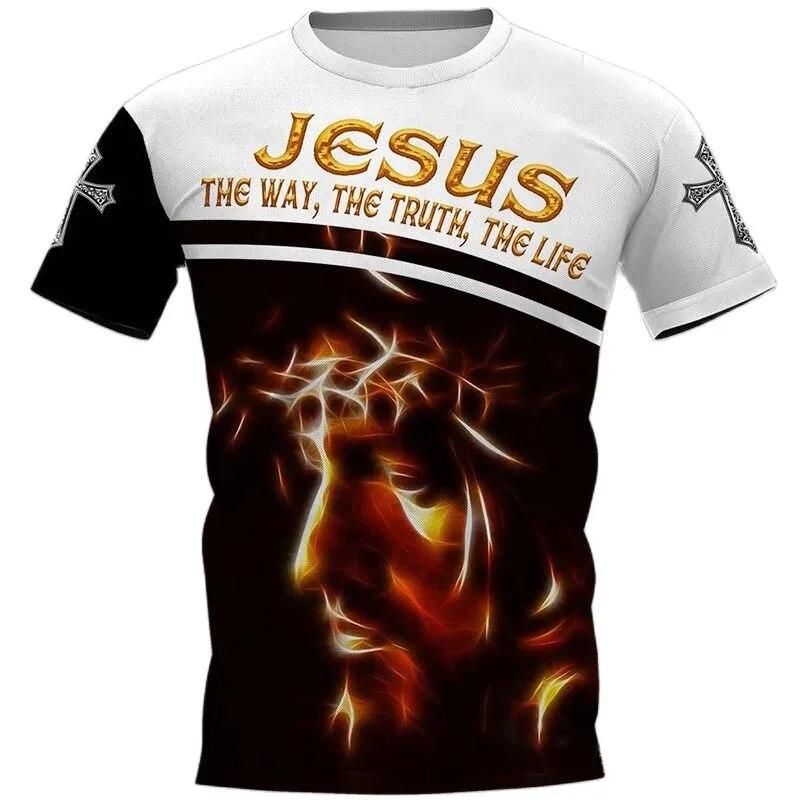 ETST WENDY Mannen Vintage T-shirt 3d Christian Jesus Gedrukt T-shirt Harajuku Streetwear Mannen Kleding Oversized Blouse Tee Gebed Tops XXL