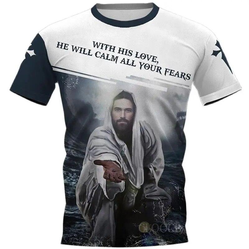 ETST WENDY Mannen Vintage T-shirt 3d Christian Jesus Gedrukt T-shirt Harajuku Streetwear Mannen Kleding Oversized Blouse Tee Gebed Tops 3XL