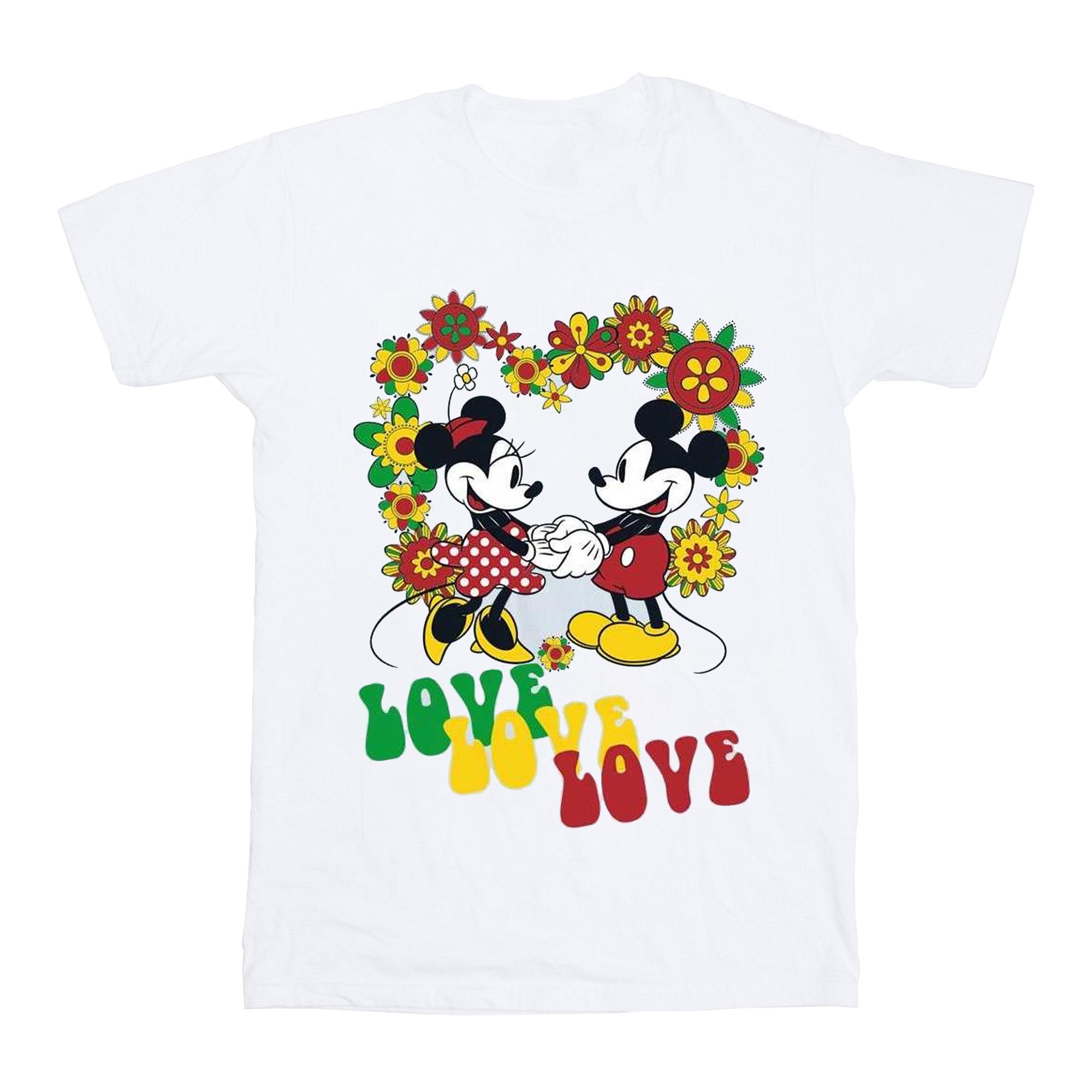 Disney Heren Mickey en Minnie Mouse Hippie Love T-shirt S wit