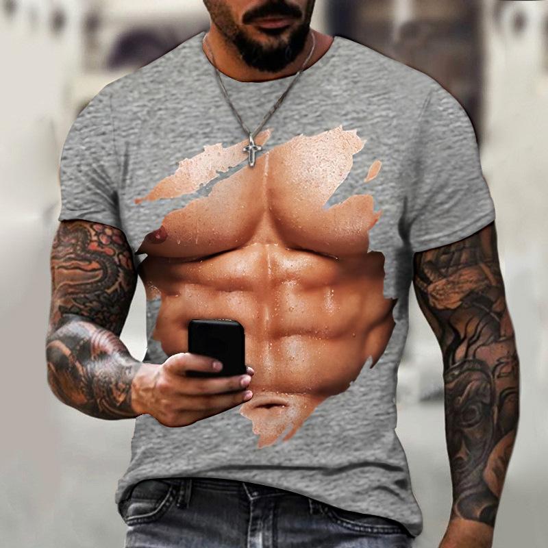WowClassic 3D Casual Faux Gat Spleet Print T-shirt Mannen Wit Zwart Zomer Tee Man O Hals Korte Mouw losse Tops Ademend Koppels T-shirts 6XL