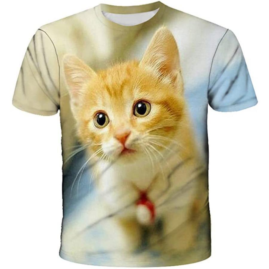 HerSight Streetwear 3D Animal T-shirt Man 3D Cat Printing Tees Grappige Hip Hop Heren Casual Korte Mouw T-shirts Zomer Top 6XL