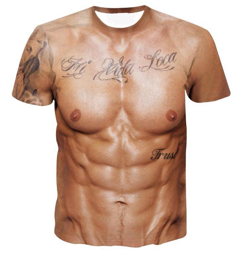 Chengyu Muscle Body 3D Print T-shirt Heren Zomer T-shirt Kleding Mode Straat Tees Grappig Vleespatroon Korte Mouw Trendy Tops S